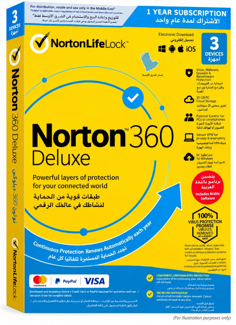 Norton 360 Deluxe 3 Devices 1-Year Subscription | Latest Version