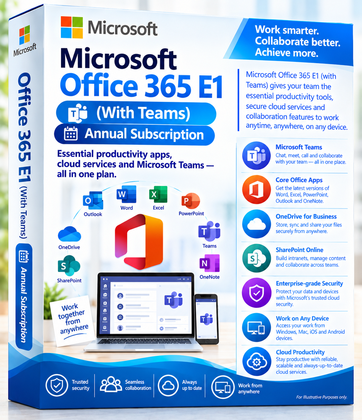 Microsoft Office 365 E1 (With Teams) Annual Subscription