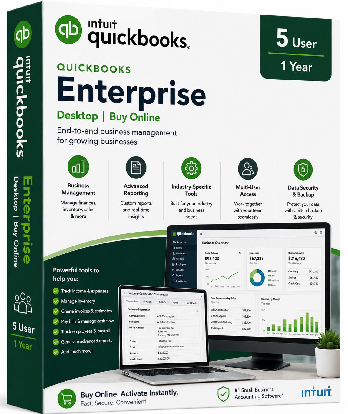 Intuit QuickBooks Desktop Enterprise Platinum US Edition 5 User 1 Year