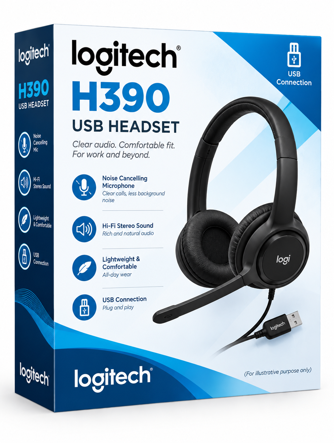 Logitech H390 USB Headset with Noise-Canceling Mic